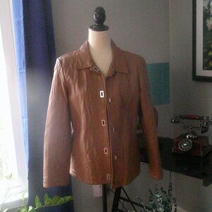 Dialogue Tan Leather Jacket